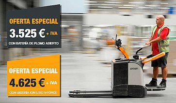 OFERTA ESPECIAL CROWN: TRANSPALETA ELÉCTRICA WP 3010 CON BATERÍA DE ION LITIO POR 4.625€